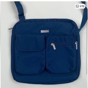 Baggallini Deep Navy Crossbody Messenger Bag with Silver Zippers